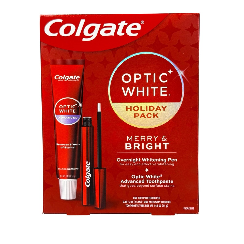 Colgate Optic White Holiday Pack Advanced Toothpaste & Whitening Pen Exp 01/2026